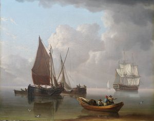 Schiffe in der Flaute vor der Küste, ca. 1800 von Charles Martin Powell