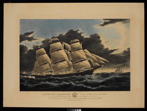 Klipperschiff Dreadnought vor Tuskar Light 12 1/2 Tage von New York auf ihrer berühmten Passage nach Liverpool in 13 Tagen 11 Stunden Dez. 1854 von Charles & Mcfarlane Duncan (1818 1865) Parsons