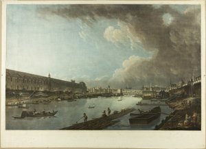 Blick auf die Tuilerien, den Louvre und die Pont Neuf