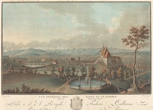 Gesamtansicht der Alpen und Gletscher von Charles Melchior Descourtis