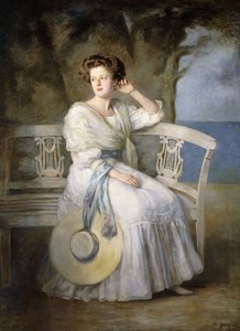 Porträt einer Dame im blauen Kleid von Charles Mendelssohn Horsfall