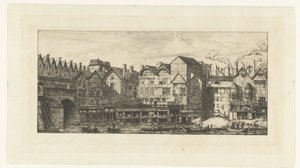 Rückseiten von Häusern mit Pelzarbeitern an der Seine in der Nähe der Pont-au-Change in Paris von Charles Meryon