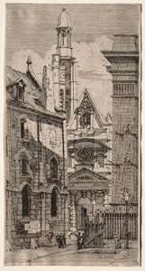 Radierungen von Paris: Kirche St. Stephan des Berges von Charles Meryon