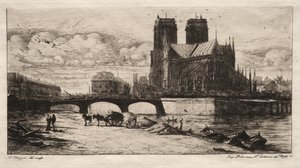 Radierungen von Paris: Die Apsis der Kathedrale Notre Dame, 1854
