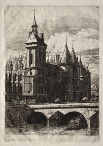 Radierungen von Paris: Der Uhrturm von Charles Meryon
