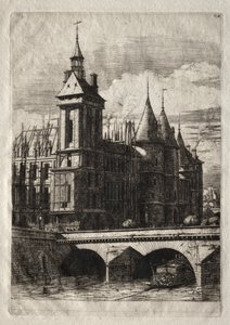 Radierungen von Paris: Der Uhrturm von Charles Meryon