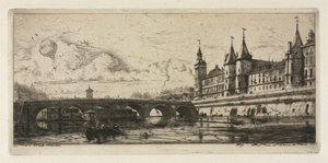 Radierungen von Paris: Die Wechselbrücke von Charles Meryon