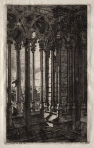 Radierungen von Paris: Die Galerie von Notre Dame