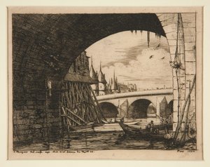 Der Bogen der Pont Notre-Dame, Paris von Charles Meryon