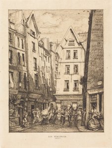 La Rue Pirouette aux halles, Paris von Charles Meryon