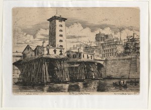 Notre Dame Pumpenhaus, Paris, 1852 von Charles Meryon
