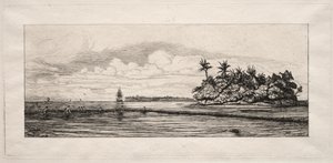 Ozeanien: Angeln in der Nähe von Inseln mit Palmen in der Uea- oder Wallis-Gruppe, 1863 von Charles Meryon