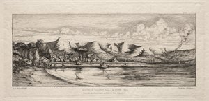 Seine-Fischen vor dem Holzkohlenbrenner-Punkt, Akaroa, Banks-Halbinsel, 1845