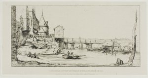Die Fußgängerbrücke, die vorübergehend die Pont-au-Change in Paris nach dem Brand von 1621 ersetzt