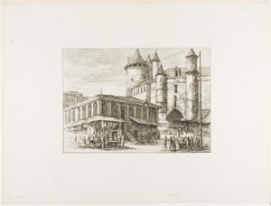 Das Grand Châtelet, Paris, ca. 1780, nach einer früheren Zeichnung von Charles Meryon
