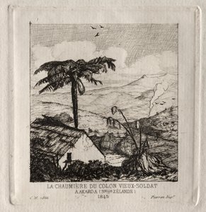 Die Hütte des alten Soldatensiedlers in Akaroa, 1845 von Charles Meryon