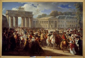 Einzug Napoleons I. in Berlin, führt seine Garde durch das Brandenburger Tor (1806) von Charles Meynier