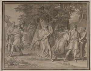 Telemachus, von Mentor gedrängt, verlässt die Insel Kalypso von Charles Meynier