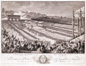 Fest der Föderation, 14. Juli 1790, auf dem Champ de Mars, graviert von Isidore Stanislas Helman