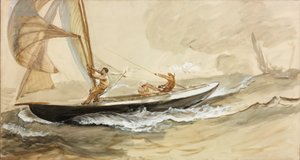 Studie einer Rennjacht von Charles Napier Hemy