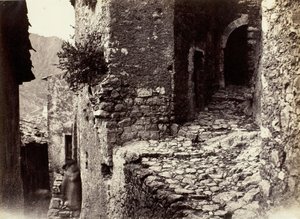 Eine Straße in Sainte-Agnès in der Nähe von Roquebrune, ca. 1865