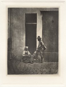 Pifferaro stehend und italienische Bäuerin sitzend, im Hof des 21 Quai Bourbon (Tafel IV)