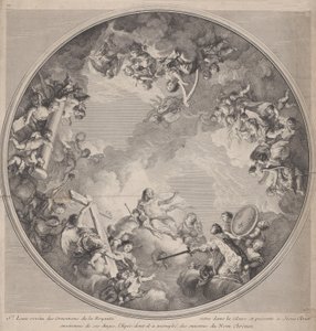 Der heilige Ludwig überreicht Christus sein Schwert, nach einem Deckendesign, 1755-90