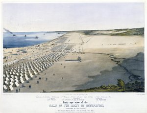 Vogelperspektive des Lagers der Besatzungsarmee, kommandiert von General Taylor. In der Nähe von Corpus Christi, Texas, [vom Norden] Okt. 1845.