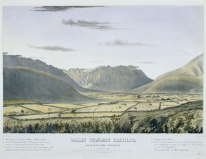 Tal in Richtung Saltillo, vom Fuß des "Palace Hill" in Monterey. [Blick nach Südwesten]... [Nr. 3.] [mit der Nachhut und dem Wagenzug der US-Armee, die nach der Kapitulation in das Schloss einziehen].