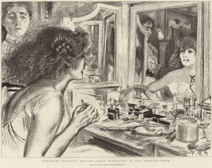 Madame Sarah Bernhardt in ihrer Garderobe (Lithografie)