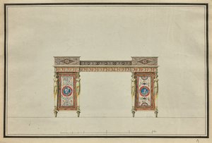 Entwurf eines Schreibtisches von Charles Percier
