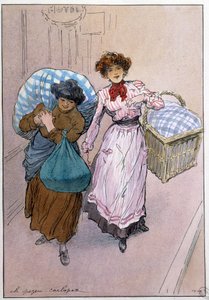 Kleine Berufe von Paris: die Bleichmaschinen. Zeichnung von Charles Pezeu dit Carlopez (20. Jahrhundert) von Charles Pezeu Carlopez