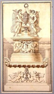 Entwurf für ein Grabdenkmal für einen römischen General, ca. 1800 von Charles Pierre Joseph Normand