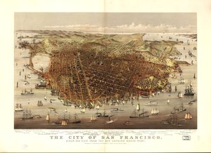 Die Stadt San Francisco. Blick aus der Vogelperspektive von der Bucht nach Südwesten von Charles R. Parsons