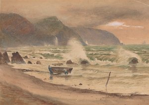 Landschaft mit zwei Männern und einem Boot