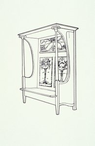 Linienzeichnung eines Möbels (ein Schrank), ca. 1910