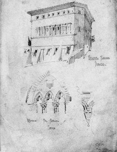 Palazzo Pollini und Fenster im Palazzo Pubblico, Siena, 1891