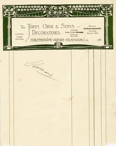 Briefpapierdesign für John Orr & Sons, Glasgow, ca. 1894-1898 von Charles Rennie Mackintosh