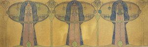 Dekoratives Fries mit stilisierten menschlichen Figuren, Baum- und Pflanzenformen, ca. 1895 von Charles Rennie Mackintosh