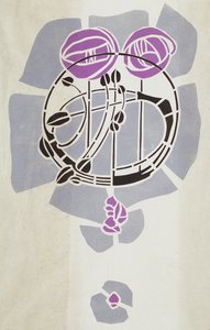Moderne Reproduktion vom Original Mackintosh Schablone für Wanddekoration, Rosenmotiv, 1902