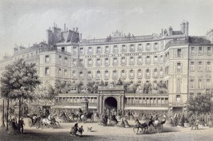 Boulevard Montmartre, Passage Jouffroy und Grand Hotel de la Terrasse Jouffroy, 1865 von Charles Riviere
