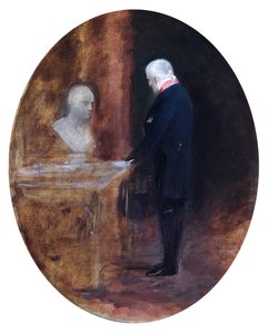 Der Herzog von Wellington betrachtet eine Büste von Napoleon