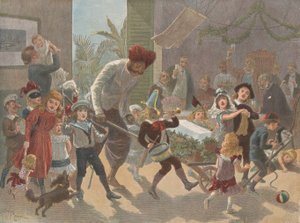 Der Weihnachtsbaumstamm in Indien — Das Eis hereinbringen, aus The Graphic Christmas Number von Charles Roberts