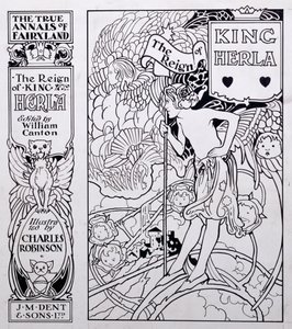 Titelbildillustration für Die wahren Annalen des Märchenlandes, Die Herrschaft von König Herla, herausgegeben von William Canton, veröffentlicht 1900 von Charles Robinson