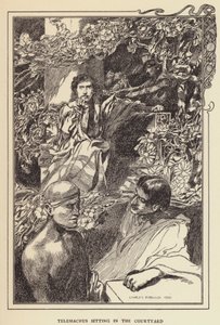 Telemachus sitzt im Hof
