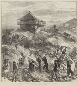 Der Krieg in der Herzegowina, türkische Soldaten fällen Bäume auf dem Berg Karaula