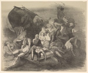 Der Schiffbruch der Medusa. Szene aus dem Drama dieses Namens von Charles Rochussen