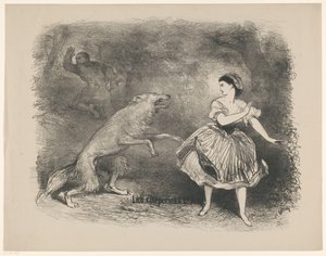 Szene aus dem Ballett Rotkäppchen und der Wolf