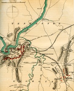 Karte von Chattanooga und seinen Verteidigungen, Tennessee, 1862-1867