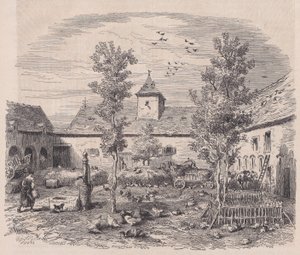 Innenansicht eines Bauernhofs, aus Le Magasin Pittoresque, ca. 1852